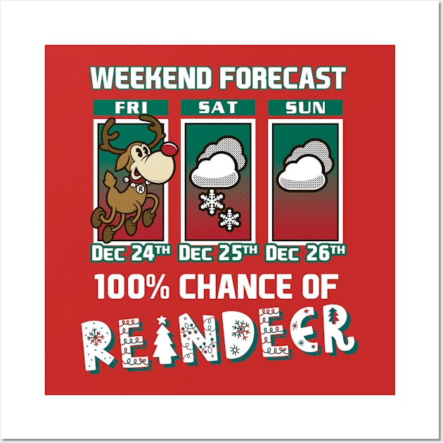 Weekend Forecast - Chance of Reindeer - Santa's Rudolph Wall Art by Nemons